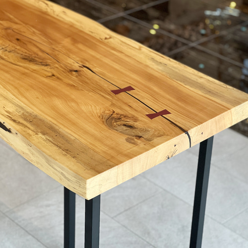 ダイニングテーブル 栃 トチ 一枚板 ウレタン塗装 幅180cm 73cm 高さ