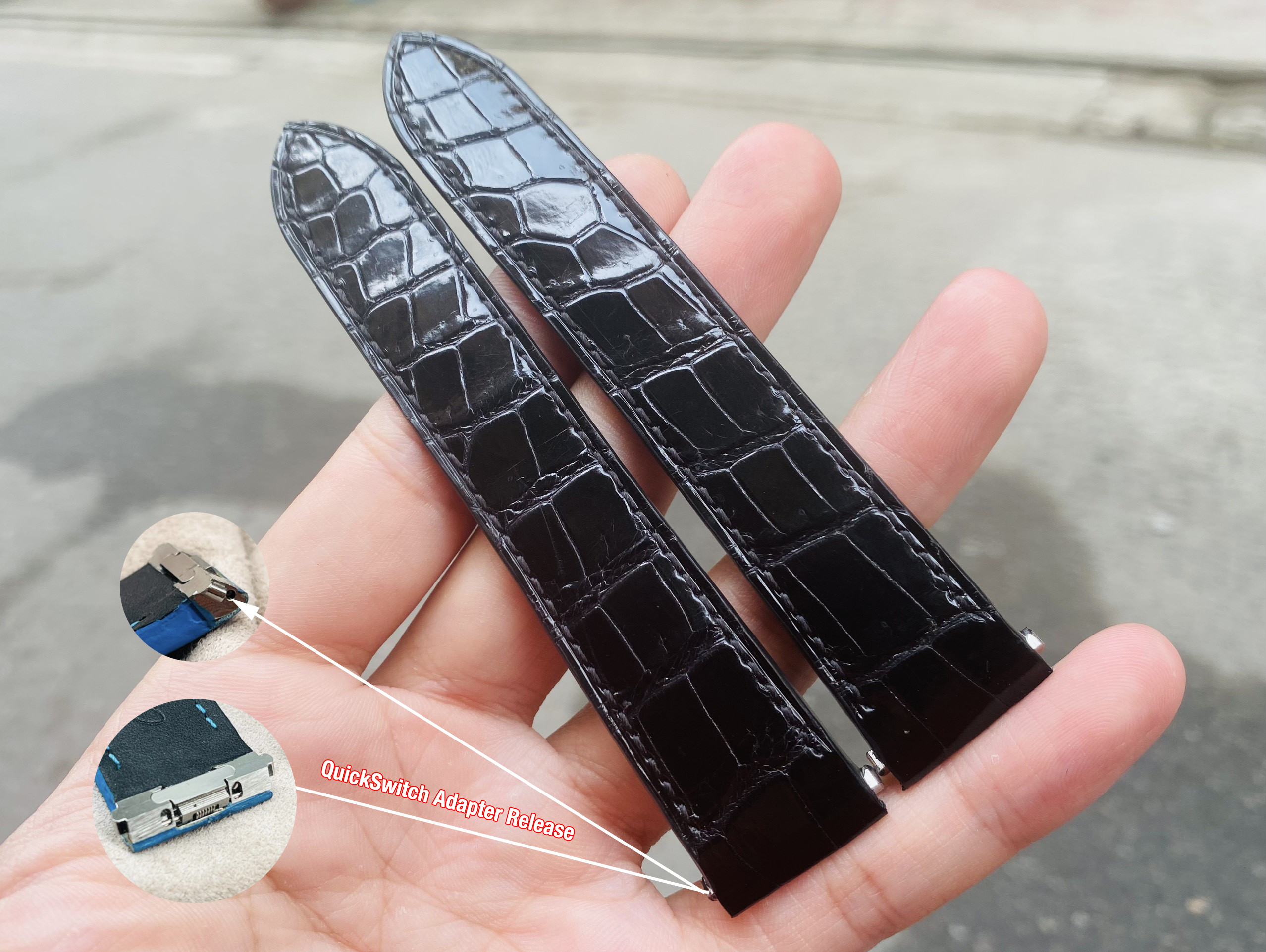 Cartier Santos 21/18mm レザー時計ストラップはブラックのクロコダイル 20,590円