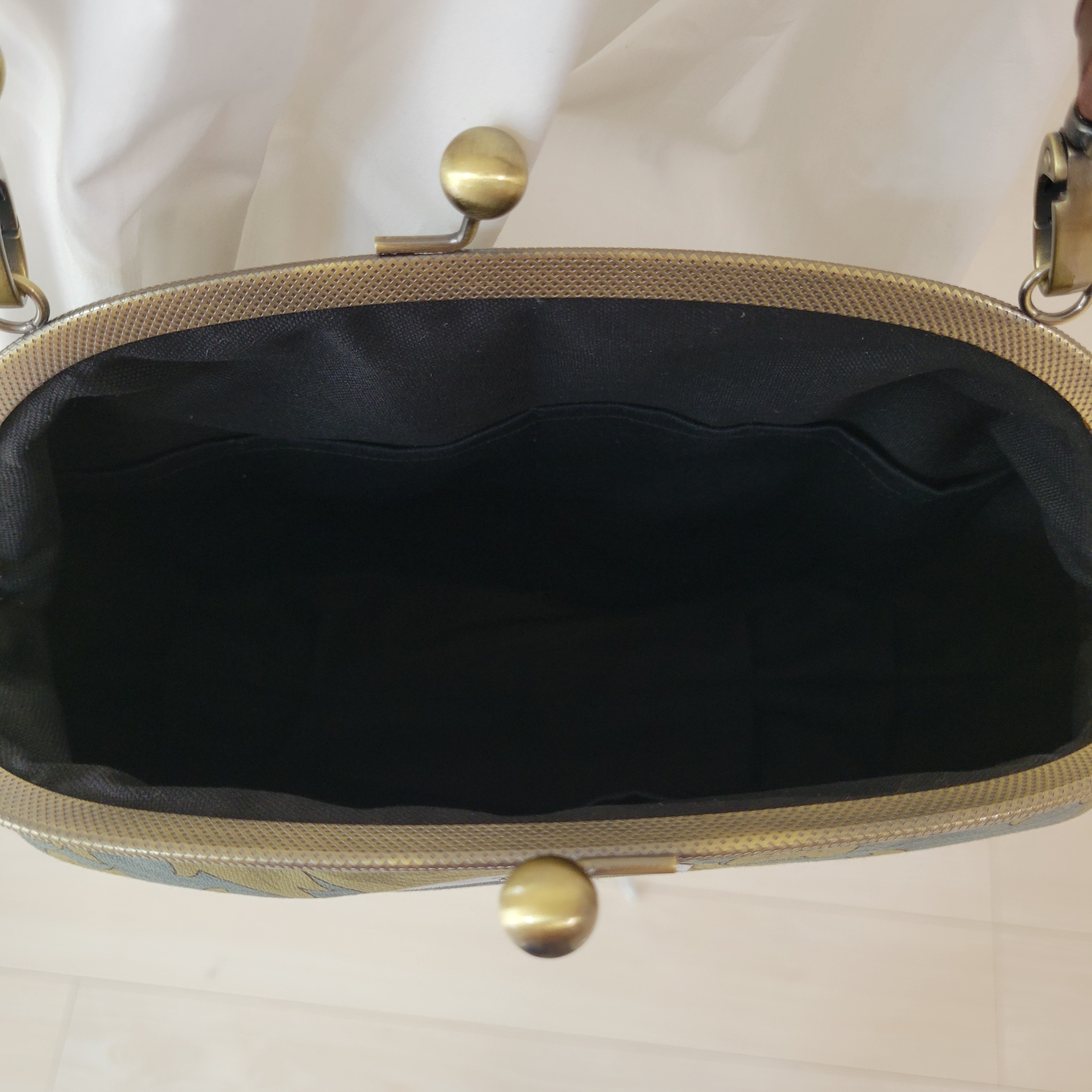 ウィリアムモリス　アネモネ　ブルーグレー　がま口バッグ