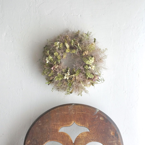 スモークツリーのリース 直径21cm ドライフラワー リース wildswag