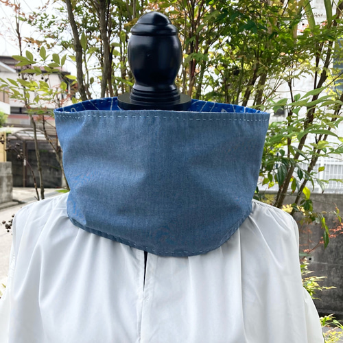 481 古布 リメイク スヌード 藍染 藍染め バティック 臈纈染め 更紗  