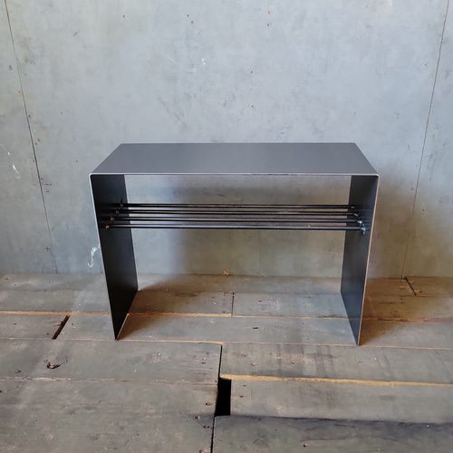 ソファーテーブル ローテープ アイアン 無骨 黒皮鉄 鉄板 2way サイド