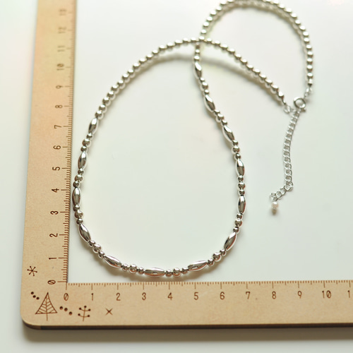 メタルビーズネックレス 925T字フック式 再販〉シルバーメタルビーズのシンプルネックレス♪ ネックレス