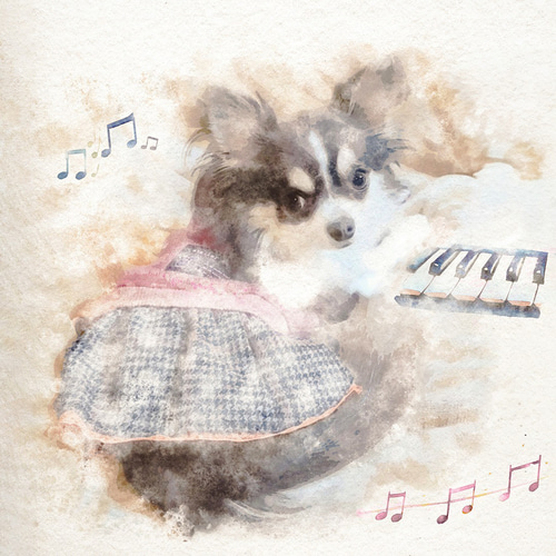 SNSアイコン】 水彩画風 うちの子イラスト ペット似顔絵