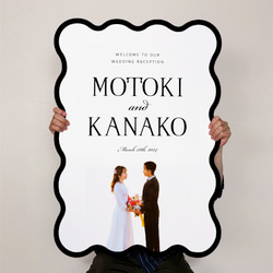 【最短翌日発送】ウェルカムボード  波型 ウェーブ うねうね パネル ウェルカムボード お写真　なみなみ 2枚目の画像