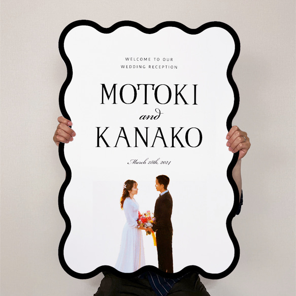 【最短翌日発送】ウェルカムボード  波型 ウェーブ うねうね パネル ウェルカムボード お写真　なみなみ 2枚目の画像