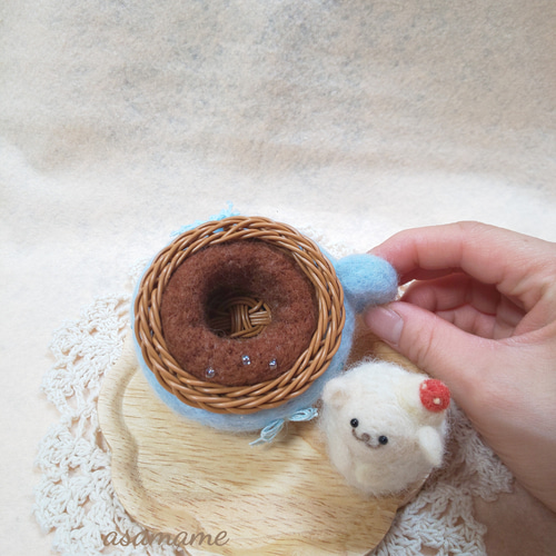 コーヒーカップからひょっこり ヒツジさん 羊毛フェルト その他置物