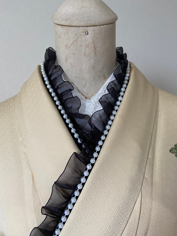 ヴァイオレット・ルフレ♦︎重ね衿 刺繍半衿　マルチレース　正絹帯締め　お飾り2点 ヴァイオレット・ルフレ♦︎重ね衿 刺繍半衿 マルチレース 正絹