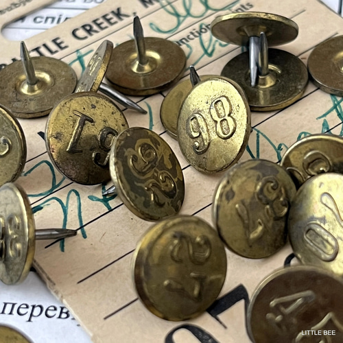180・Numbering Tacks 真鍮釘 8個セット ヴィンテージ 画鋲 ピン
