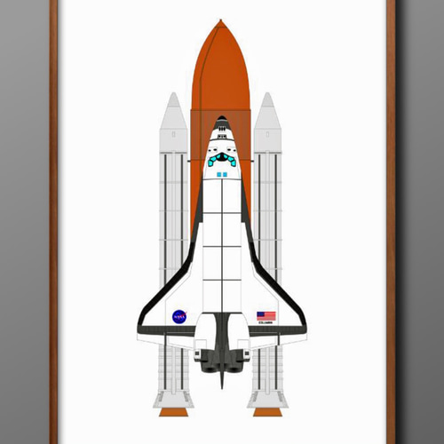 1201□ポスター アート 絵画『スペースシャトル NASA』北欧 A3