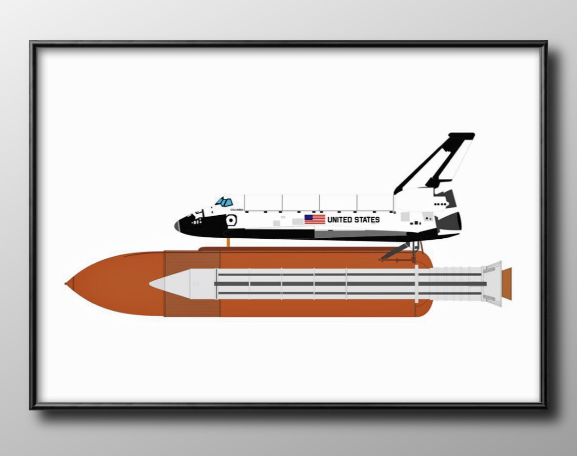 1224□ポスター アート 絵画『スペースシャトル NASA』北欧 A3