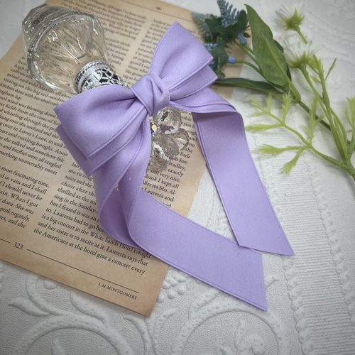 ゆめかわパープルの垂れリボン ヘアゴム なっぴ 通販 17755125｜Creema