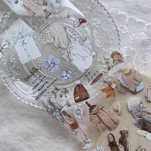 コラージュ素材 海外 マスキングテープ 女の子 1ループ 切り売り