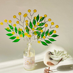 ミモザのワイヤークラフト レジン ガラスペイント スワッグ