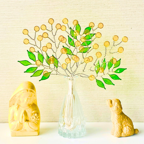 ミモザのワイヤークラフト レジン ガラスペイント スワッグ Claire358