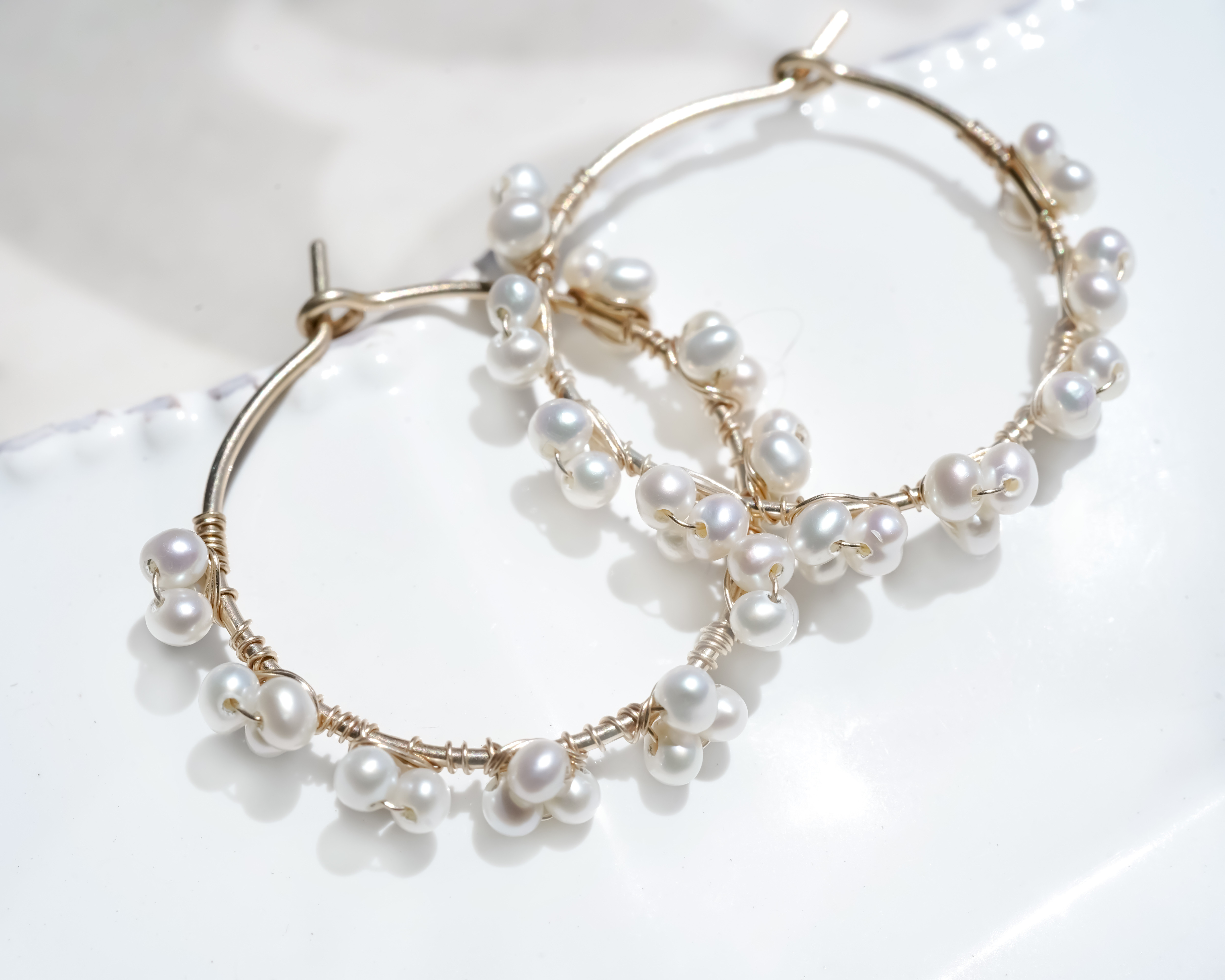 極上淡水パールのフープピアス　14kgf ゴールドフィルド 7,020円