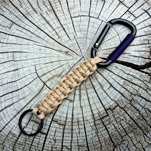 wildoutdoor カラビナ付きパラコードキーホルダー 本革 6カラー ヌメ革