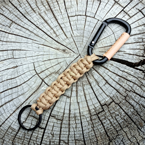 wildoutdoor カラビナ付きパラコードキーホルダー 本革 6カラー ヌメ革