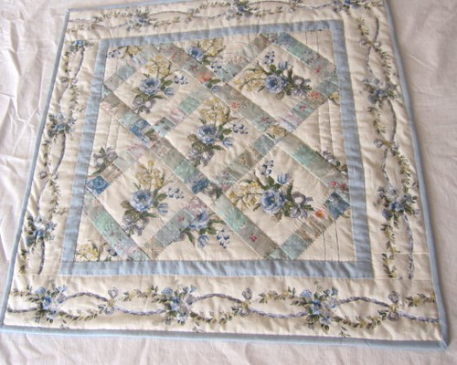 薔薇のキルト キットサンプル完成品☆ブルーローズキルト その他インテリア雑貨 rose