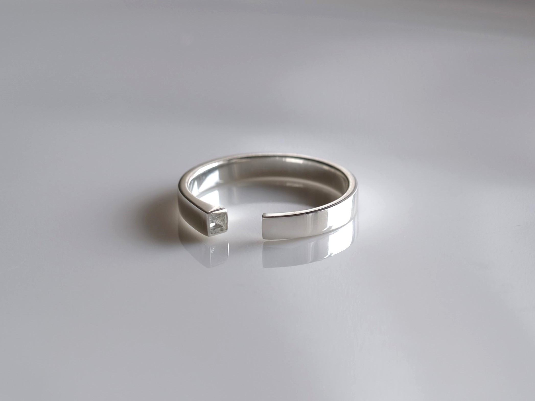 topaz ring トパーズシングルスクエアリング　天然石ホワイトトパーズ　シルバー