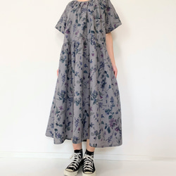 美品　コットンハウスアヤ　楊柳コットンリネン涼しいタックワンピース日本製 ab55654dbc7d57e85a86fd2a6445ef