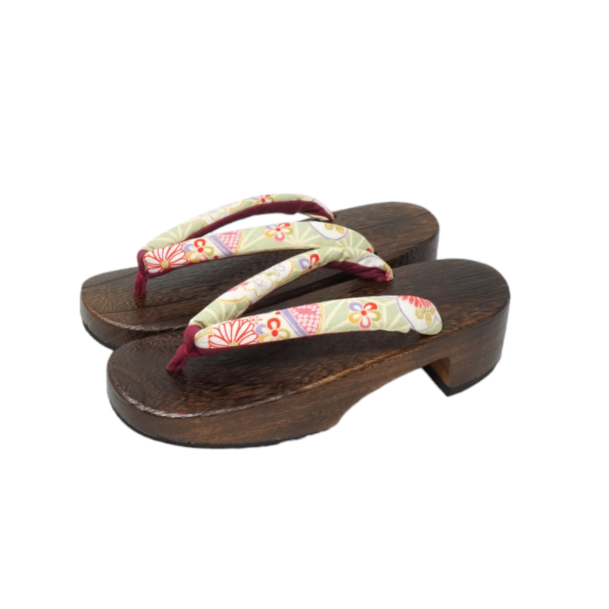 女性 下駄 焼桐 高右近下駄 花柄花緒 麻模様 LL寸