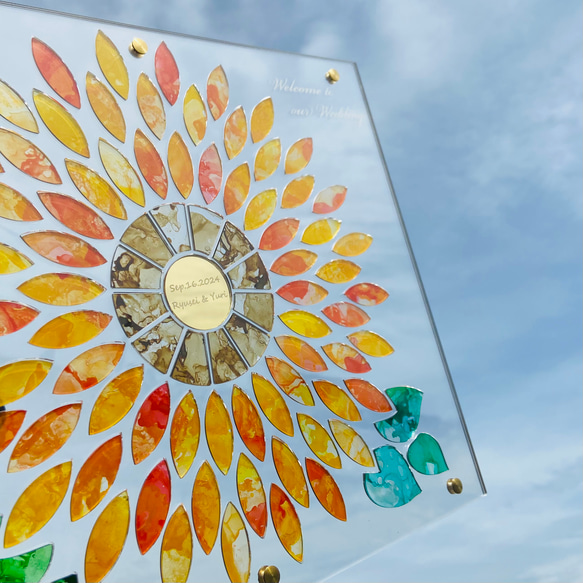 結婚証明書　ウェルカムボード　向日葵　　90名様まで　　ゲスト参加型結婚証明書 