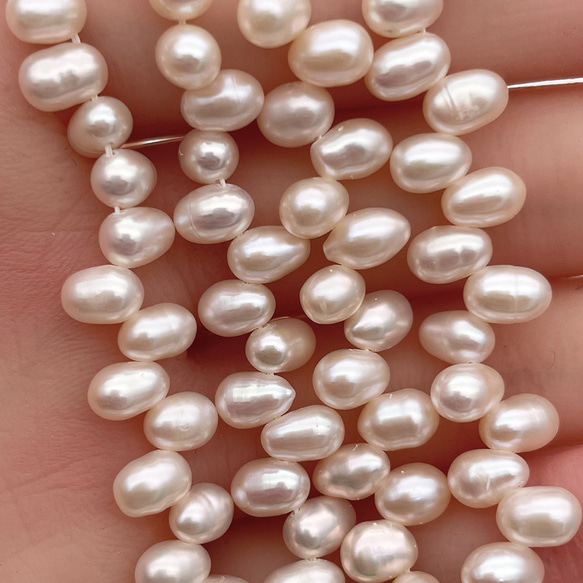 淡水パール 真珠 ライス クレオ穴 4mm 5mm 7mm 小粒 雫 ドロップ ホワイト系 6個 tp0003 4枚目の画像