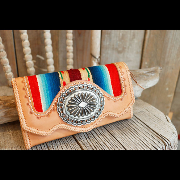 【長財布】ビンテージのセラーペラグとビンテージ風コンチョを使用 