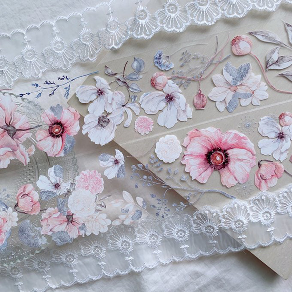 コラージュ素材 海外 マスキングテープ 花 フラワー 切り売り おすそ分け