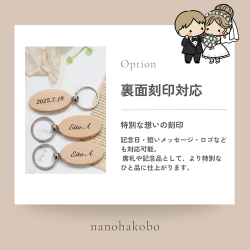 席札・プチギフト】名入れ木製キーホルダー｜結婚式・出産祝い・記念品