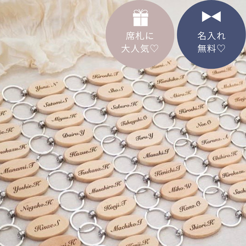 席札・プチギフト】名入れ木製キーホルダー｜結婚式・出産祝い・記念品