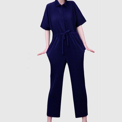 つなぎ 夏 レディース 半袖 オールインワン コンビネゾン vネック