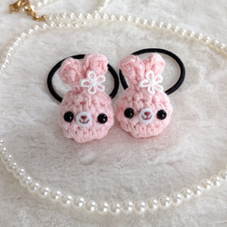 2個組♡うさぎ・あみぐるみヘアゴム（ピンク） ヘアゴム sasaka