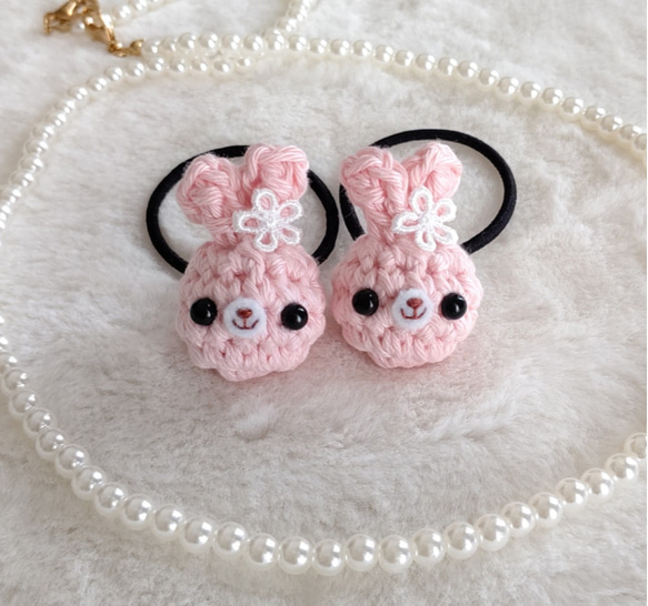 ヘアゴム ベビーヘアクリップ あみぐるみうさぎ1〜2 ヘア