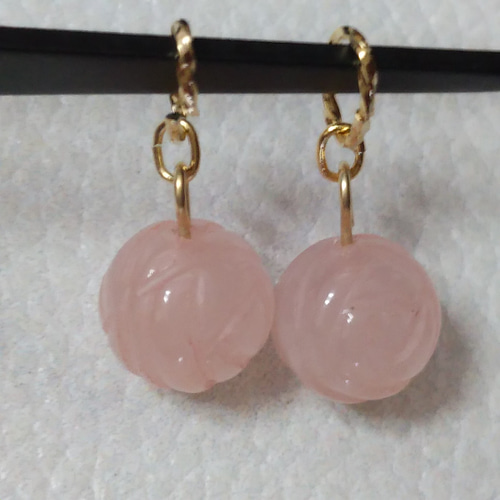 ローズクォーツ 10mm 薔薇カット ピアリングチャーム ピアスチャーム 
