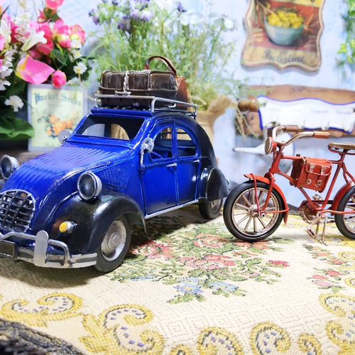 クラッシックシトロエン&自転車 2CV モデルカー アンティーク