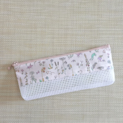 ハンドメイド　歯ブラシケース　歯ブラシポーチ　メッシュポーチ　ラミネートポーチ　リバティ　セオ 2枚目の画像