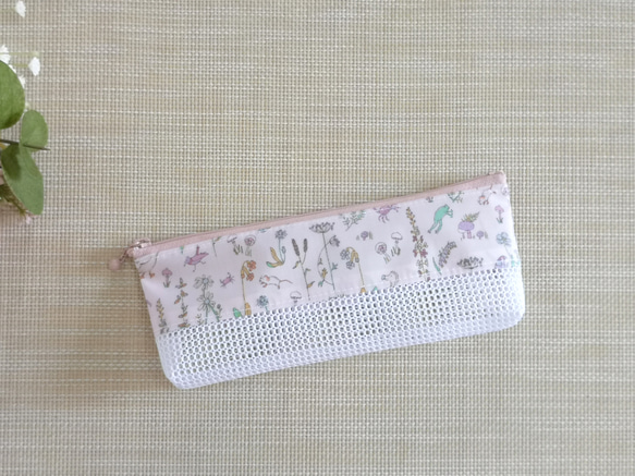 ハンドメイド　歯ブラシケース　歯ブラシポーチ　メッシュポーチ　ラミネートポーチ　リバティ　セオ 2枚目の画像