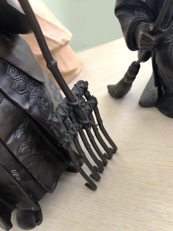 「高砂」能の一場面をリアルに表現した立像　銅器の街の日本製 高砂