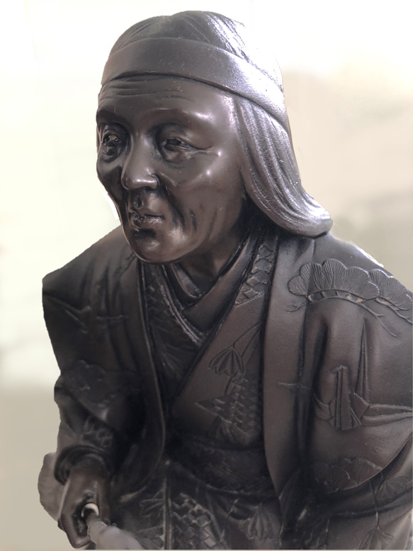 「高砂」能の一場面をリアルに表現した立像　銅器の街の日本製 高砂