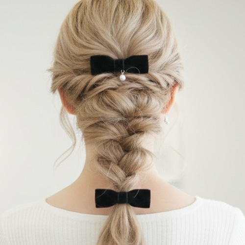 ベロアリボン ヘアクリップ ヘアピン ベルベットリボン ヘアピン