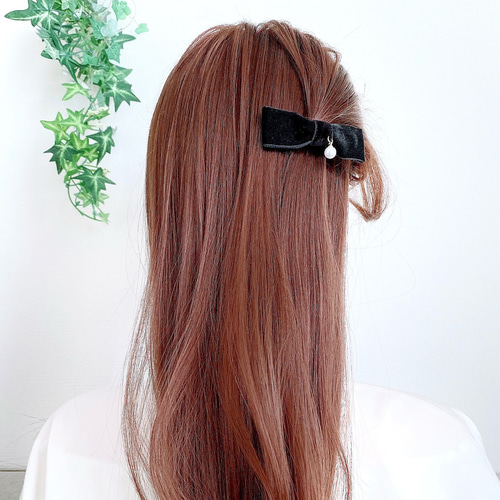 ベロアリボン ヘアクリップ ヘアピン ベルベットリボン ヘアピン