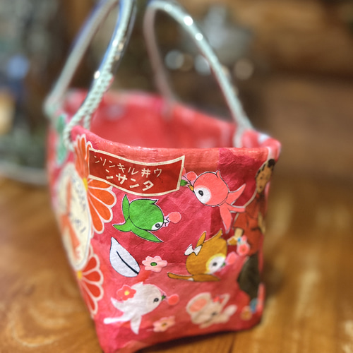 はいからさんの一閑張りかごバスケット レトロポップ かごバッグ