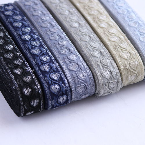 インド刺繍リボン No.22【ネイビー】 インド刺繍/刺繍リボン/刺繍