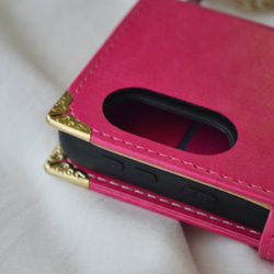 星達の輝き。手帳型スマホケース『うさぎと月のロマンティック』ぴょんと飛ぶ兎、大人可愛いピンクとゴールド☆全機種対応 8枚目の画像