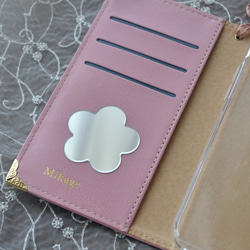 星達の輝き。手帳型スマホケース『うさぎと月のロマンティック』ぴょんと飛ぶ兎、大人可愛いピンクとゴールド☆全機種対応 14枚目の画像