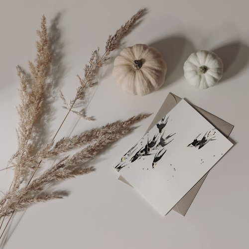 NO.580】ツバメの群れ日本画アートポスター和室インテリア和モダン