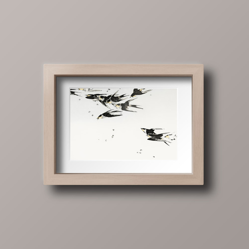 NO.580】ツバメの群れ日本画アートポスター和室インテリア和モダン