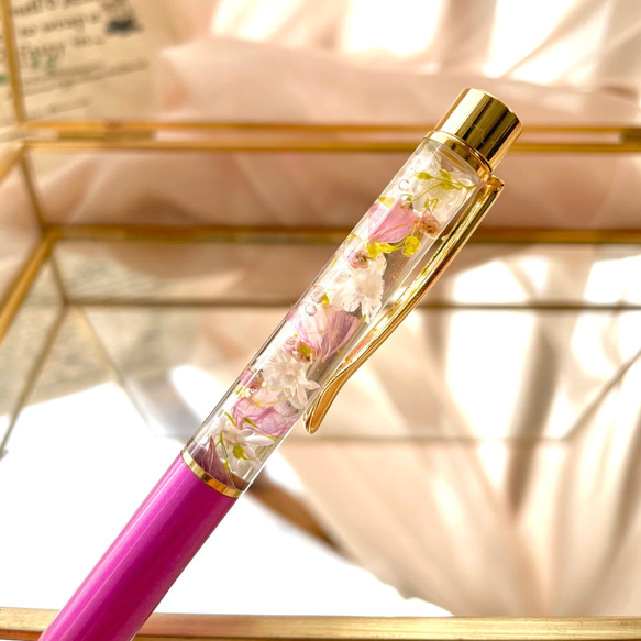 きらり ピンク の ハーバリウムボールペン / ドライフラワー / ギフト